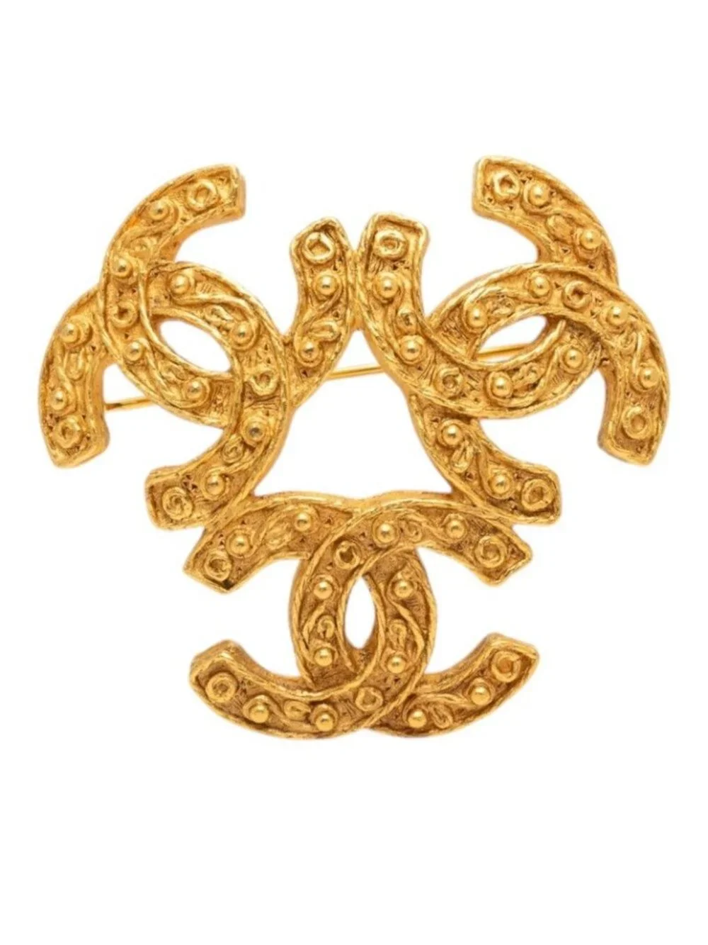 Chanel Vintage CC Logo Brooch Gold Plated